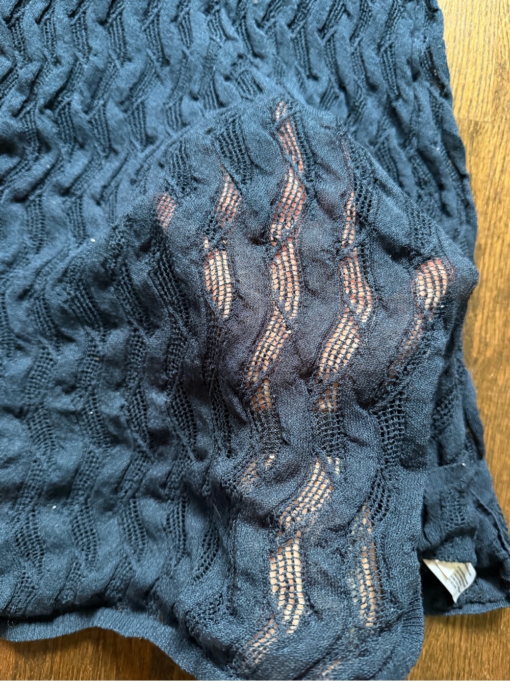Women’s Navy Blue Textured Knit Midi Skirt - Picture 4 of 6